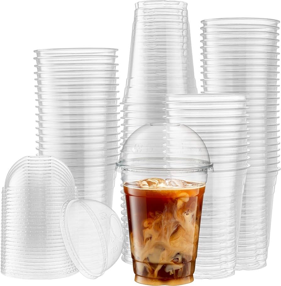 ELEGANT DISPOSABLES 16 oz Clear Plastic Cups with Dome Lids - 50 Pack Disposable Plastic Parfait ... | Amazon (US)