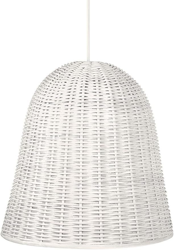 KOUBOO 1050071 Handwoven Wicker Bell Pendant lamp, Handwoven, 18" x 18" x 18", White | Amazon (US)