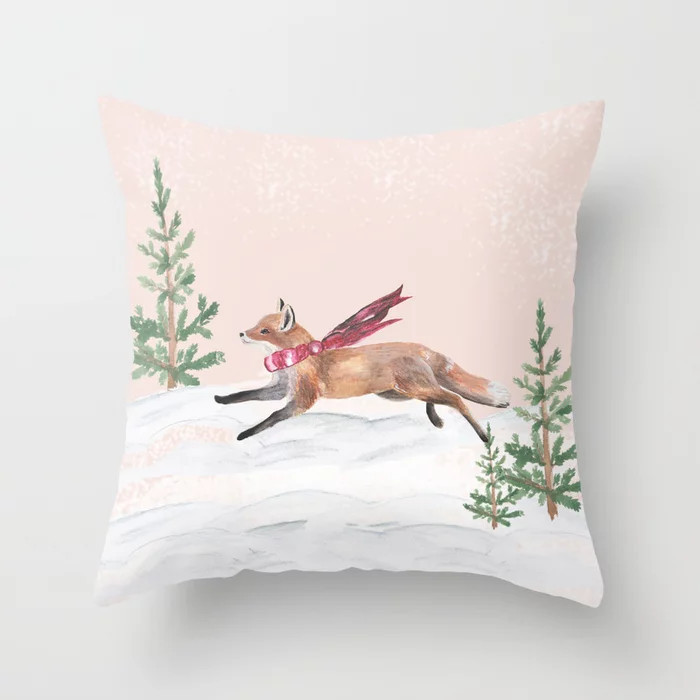 The Fox and a Merry Sprint Throw Pillow | Society6