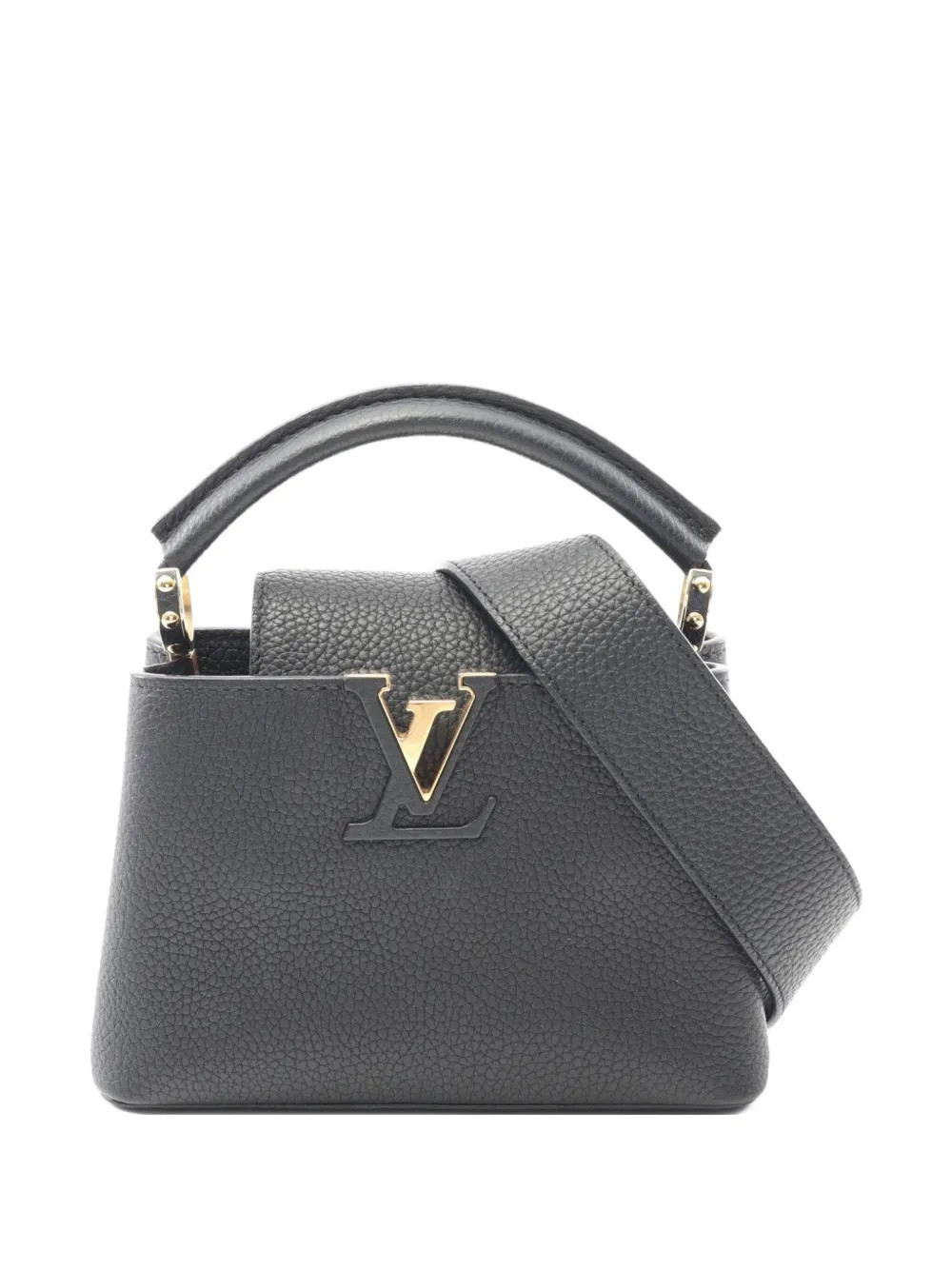 Louis Vuitton Pre-Owned 2021 mini Capucines leather handbag - Black | Farfetch Global