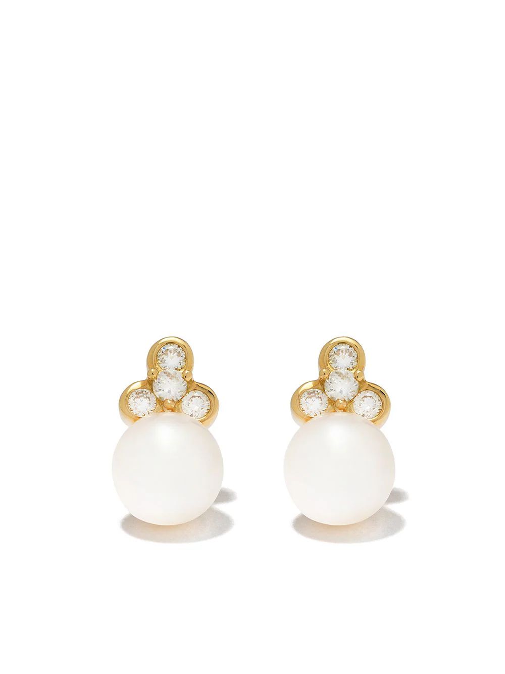 18kt yellow gold diamond pearl Trend stud earrings | Farfetch (US)