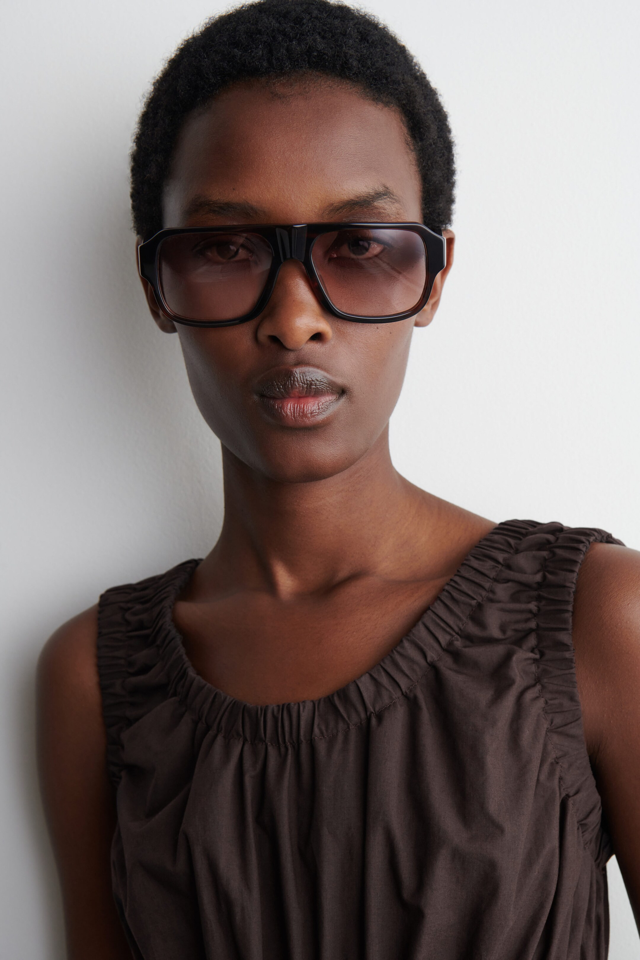 SHIRRED COTTON JUMPSUIT - BROWN | COS UK