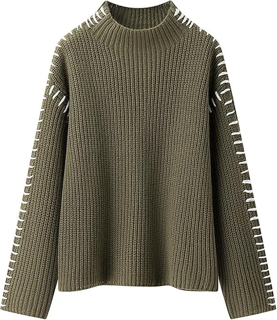 Womens Turtleneck Sweaters Long Sleeve Loose Pullover Sweater Casual Knit Tops Oversized Comfy Wi... | Amazon (US)