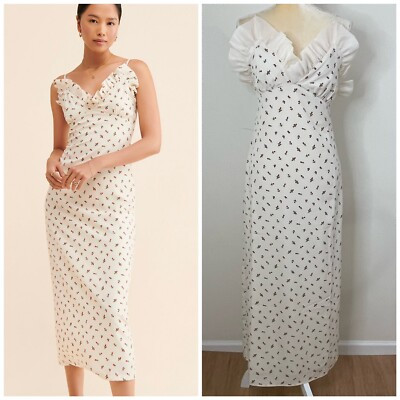 Free People Sister Jane Reel Rose Cami Midi Dress Size M Beige Lined Tulle | eBay US