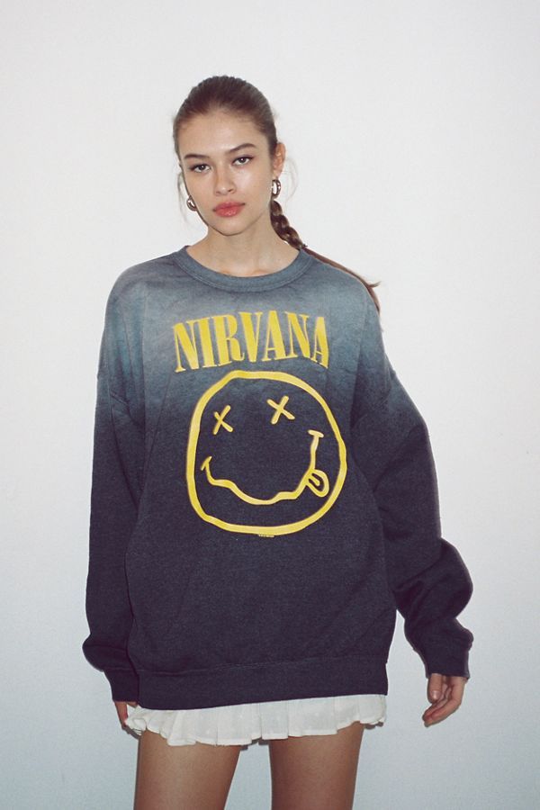 Nirvana Smiley Faded Crew Neck Sweatshirt | Urban Outfitters (US and RoW)