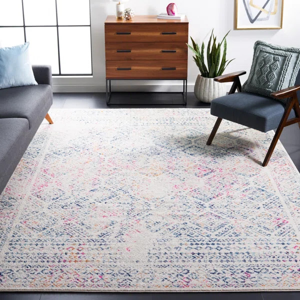 Sanasar Performance Ivory/Dark Blue Rug | Wayfair North America