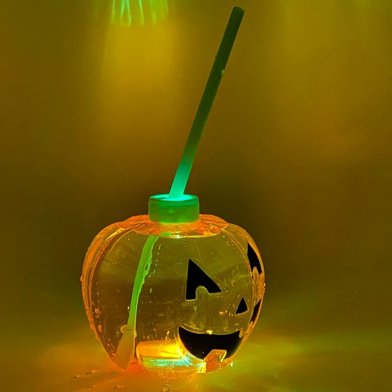 Halloween Light-up Orange Pumpkin Tumbler Party Favor, Unisex, Ages 3+, 15.8 oz, by Way To Celebr... | Walmart (US)