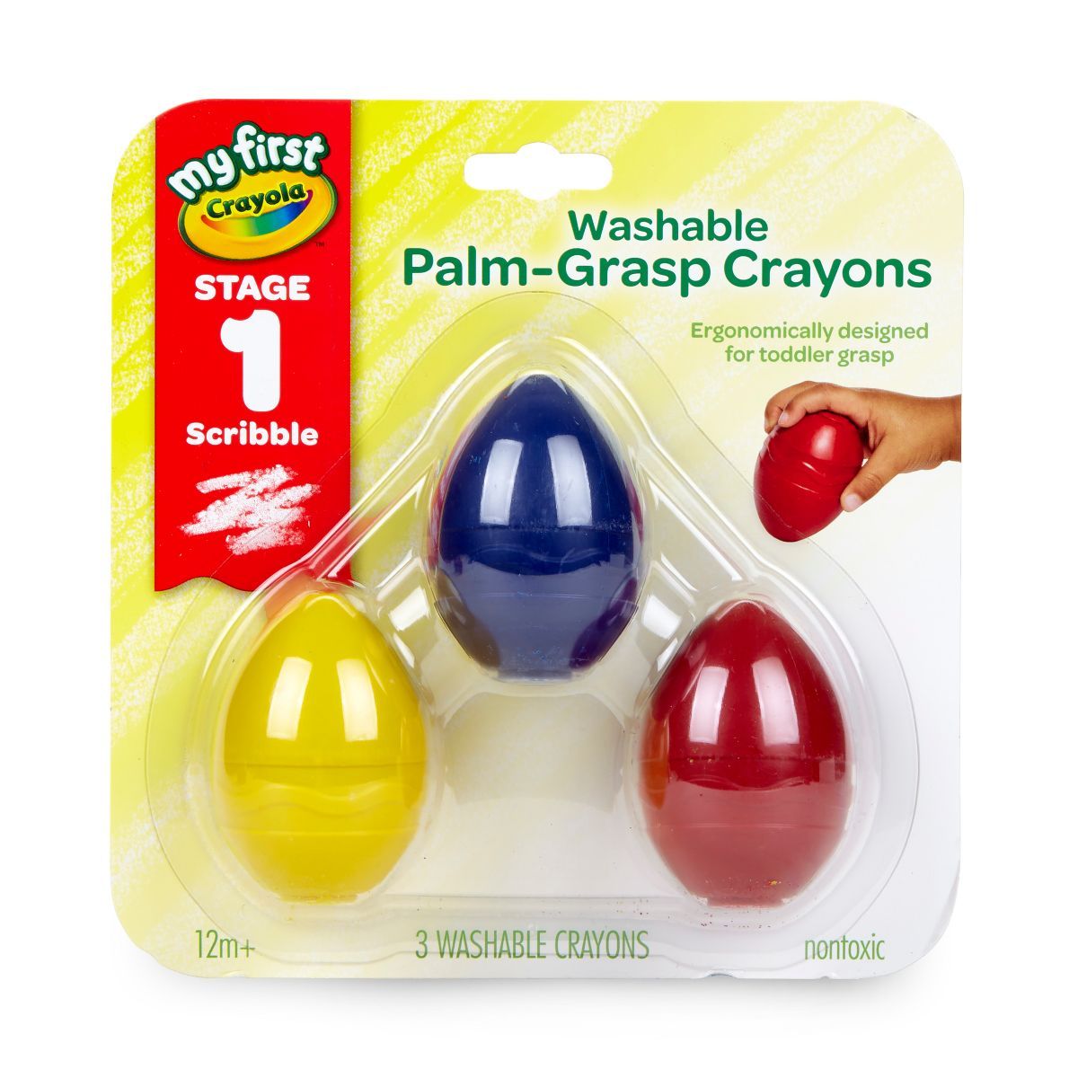 Crayola 3ct Washable Palm Grasp Crayons Stage 1 | Target