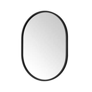 Emmeline 24 in. W x 32 in. H Oval Framed Wall Bathroom Vanity Mirror in Black | The Home Depot
