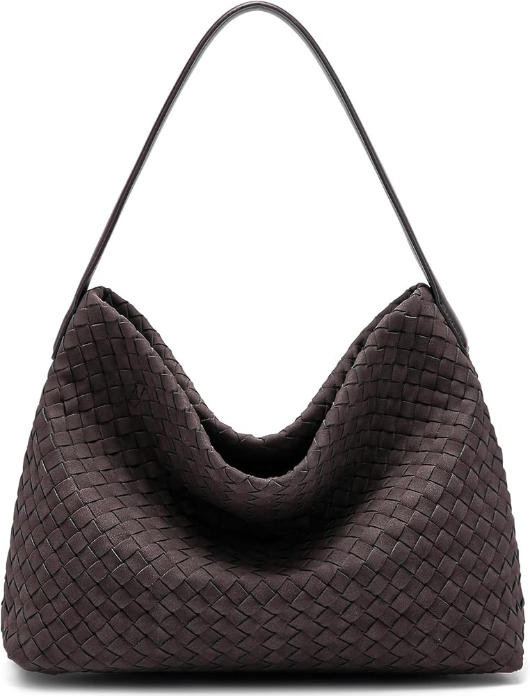 Suede Woven Tote Bag for Women: Handwoven Vegan Leather Purse & Pockets for Style & Travel - Adju... | Amazon (US)