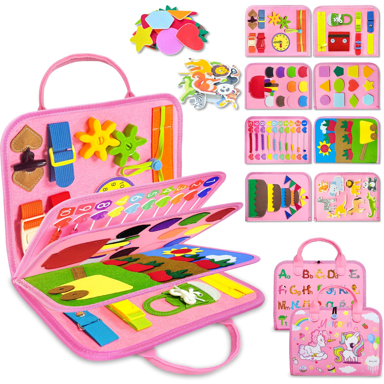 Exorany Busy Board Montessori Toys for Toddler Girl Birthday Gifts, Busy Book Sensory Learning To... | Amazon (US)