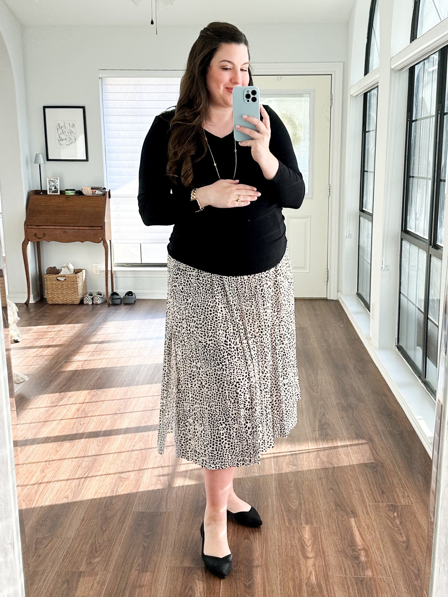 Workwear #ootd 3/5/25 

My skirt is only $25! Make sure to add a slip or slip shorts since it’s unlined - I’ve linked the ones I’m wearing 

Womens business professional workwear and business casual workwear and office outfits midsize outfit midsize style maternity style maternity workwear 

#LTKWorkwear #LTKFindsUnder50 #LTKBump