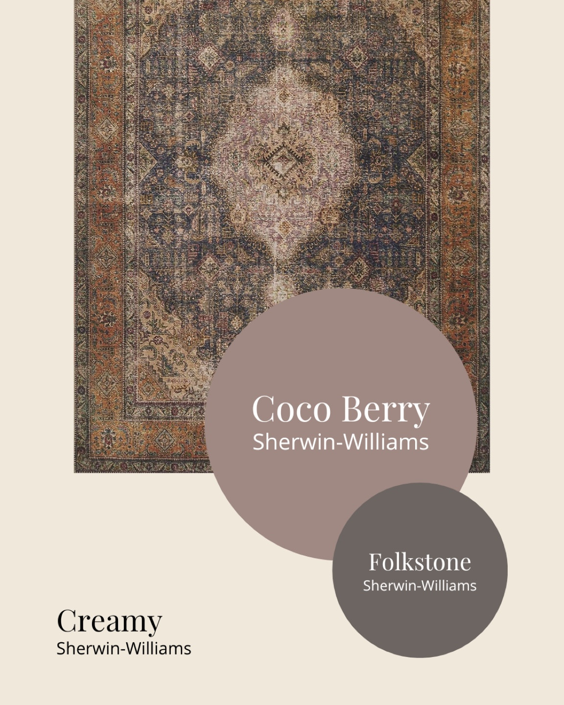 Loloi II Loren Area Rug and paint color combinations | Loloi II Loren Plum/Multi | Sherwin Williams Paint Colors | Peel and Stick Paint Colors | Area Rug and Wall Color Combinations 

#LTKhome