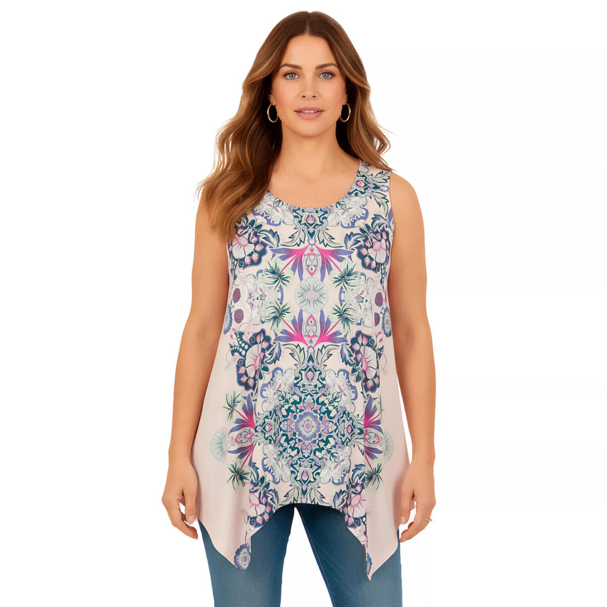 Roaman's Women's Plus Size Handkerchief Hem Tunic Tank Top | Kohl's