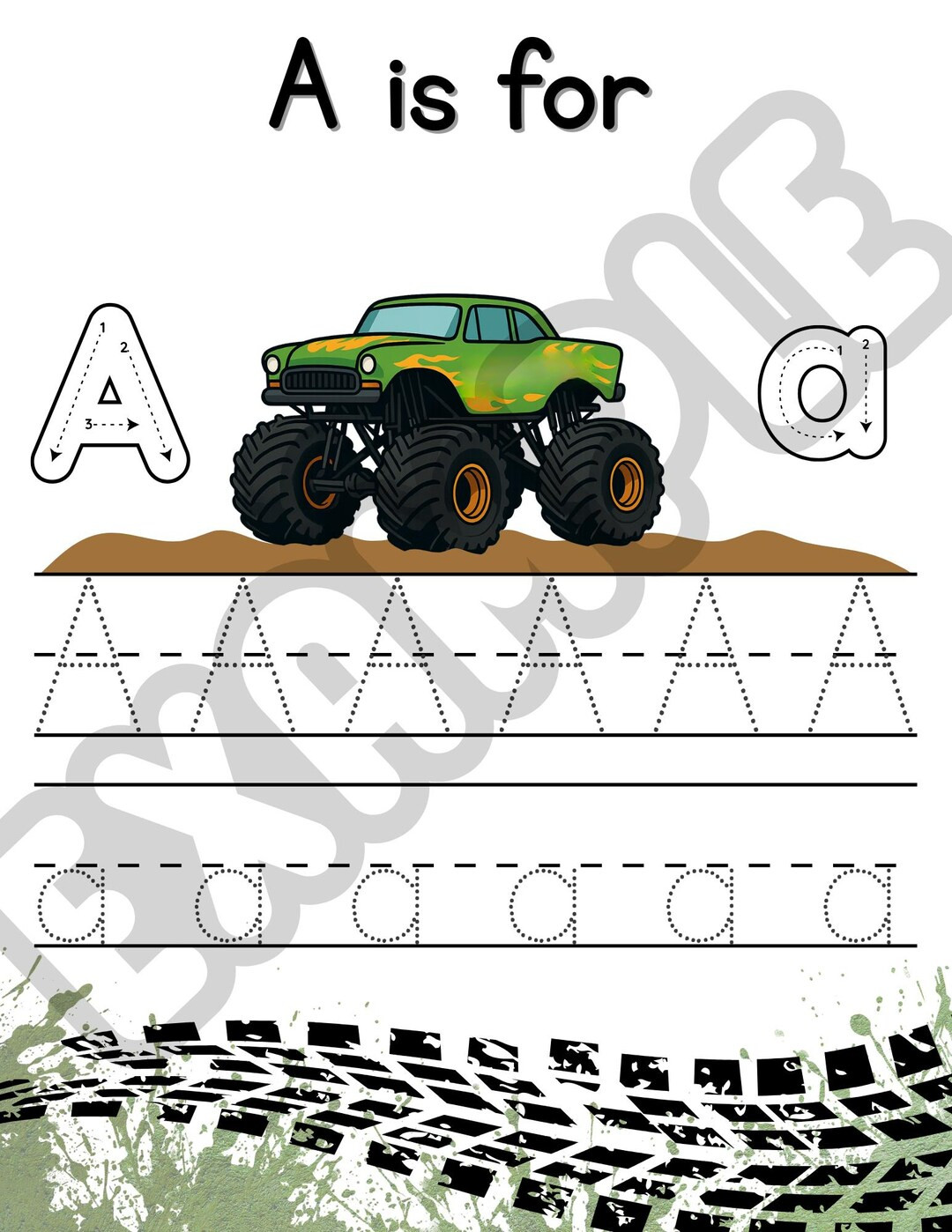 Monster Truck Alphabet Tracing Pages - Alphabet Only - Etsy | Etsy (US)