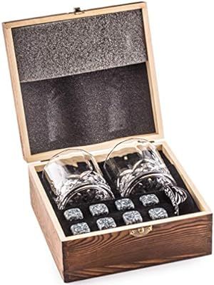 Impressive Whiskey Stones Gift Set with 2 Glasses - Be Different When Choosing a Gift - Luxury Ha... | Amazon (US)