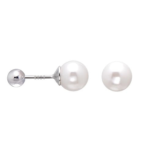 925 Sterling Silver Faux Pearl Studs Earrings Screw Ball Backs, 6mm / White | Amazon (US)