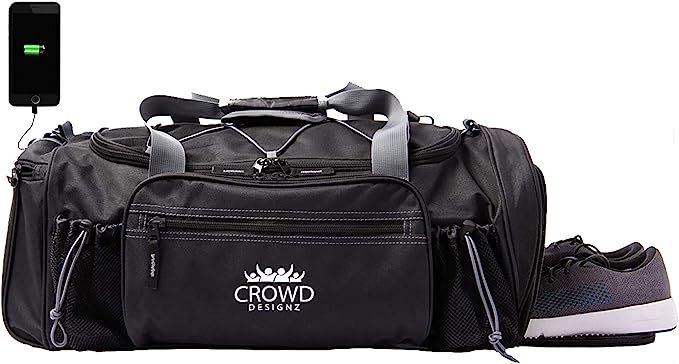 Crowd Designz - Smart Gym Bag with Deodorizer, USB, Shoe Compartment, Backpack Straps, Adjustable... | Amazon (US)