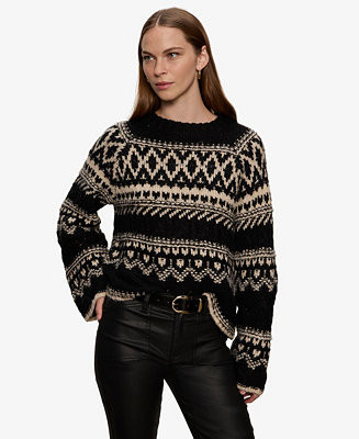 Women's Fair-Isle Crewneck Dropped-Shoulder Sweater | Macy's