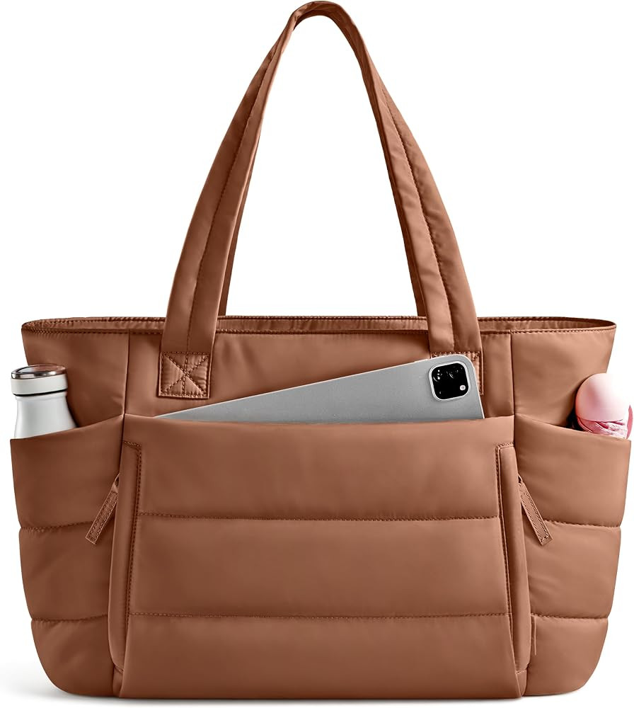 Uselike Tote Bag for Women with Zipper, Quilted Puffer Tote Bag with Compartments, Lightweight Pu... | Amazon (US)