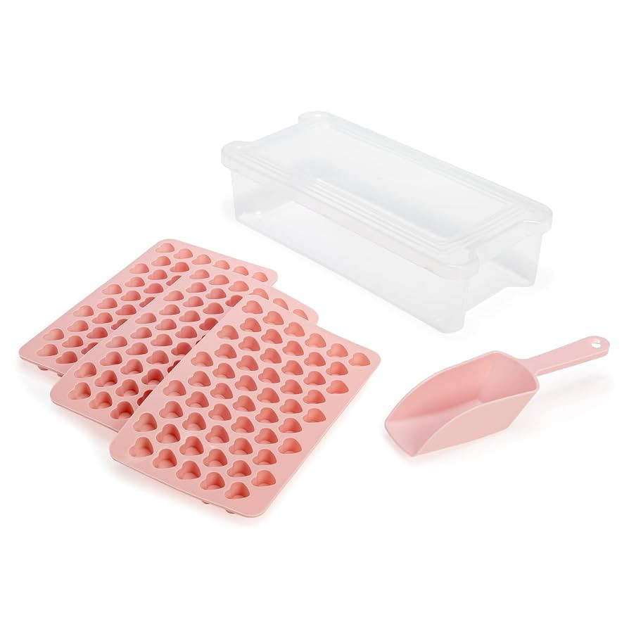 Paris Hilton Heart Shaped Mini Ice Cube Tray Set, Includes 3 Mini Ice Cube Molds, Ice Bin Storage... | Amazon (US)