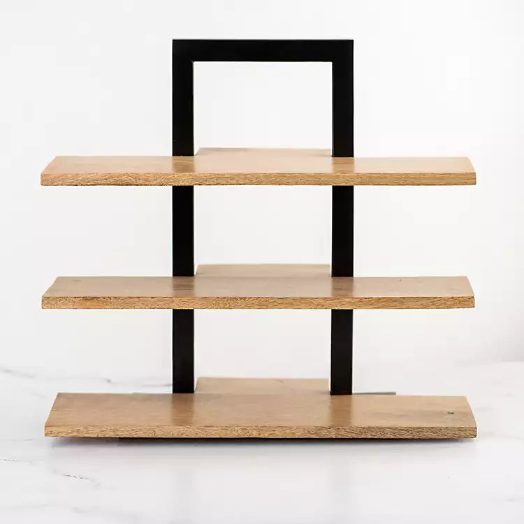 New! Black Metal and Wood 3-Tier Serving Stand | Kirkland's Home