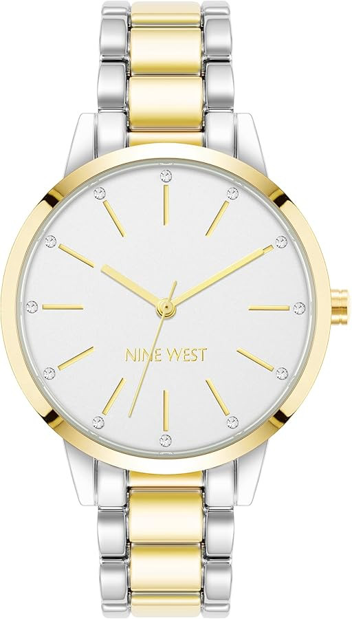 Nine West Women's Crystal Accented Bracelet Watch | Amazon (US)