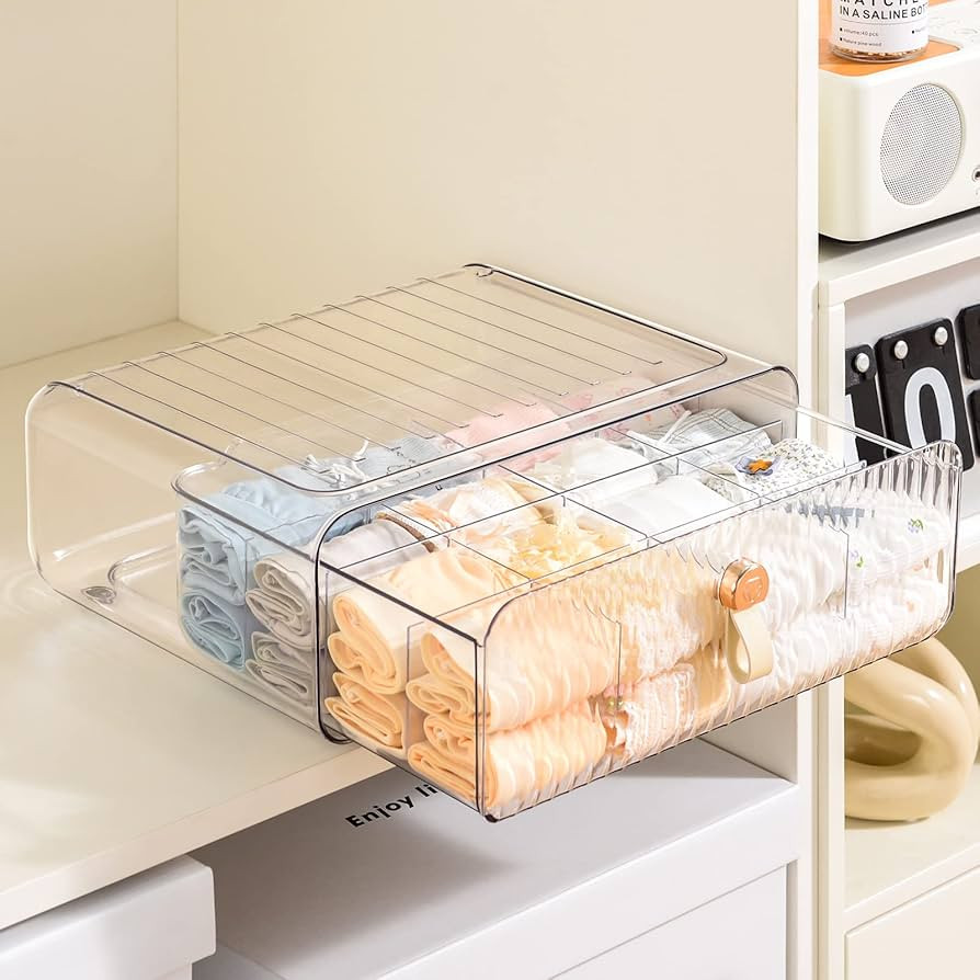 Socks Underwear Drawer Organizer Dividers, 16 Cell Stackable Closet Organizer, Drawer Organizer f... | Amazon (US)