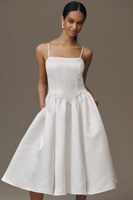BHLDN Basque-Waist Midi Dress | Anthropologie (US)