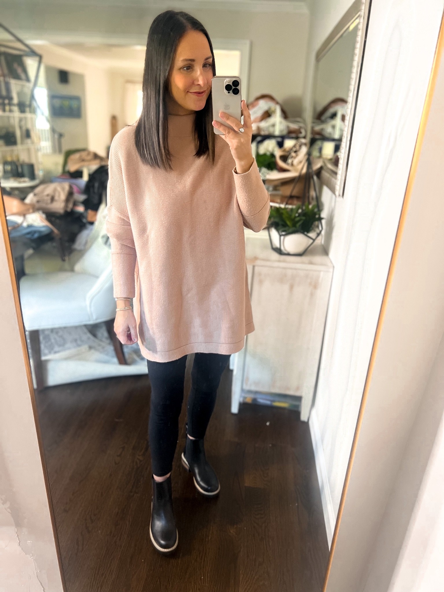 Thanksgiving outfit! Love this tunic sweater - size small. These leggings are my favorite too! Super soft & very affordable! Come in a 3 pack! 

#LTKunder50 #LTKSeasonal #LTKstyletip