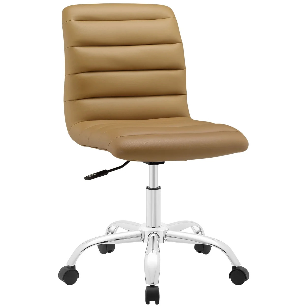 Modway Ripple Modern Vinyl Armless Mid Back Office Chair in Tan | Walmart (US)