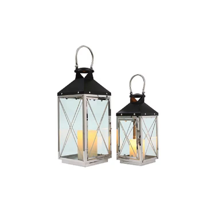 Set of 2 Stainless Steel Decorative Candle Lanterns 19"&14" High Metal Candle Lanterns for Indoor... | Walmart (US)