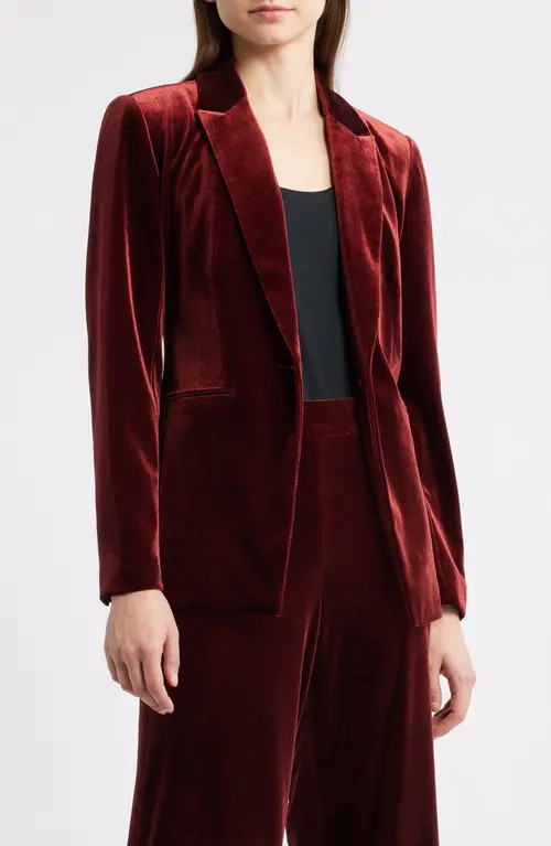 Elie Tahari The Lucia Velvet Blazer in Burgundy Bordeaux at Nordstrom, Size Medium | Nordstrom