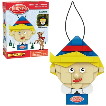 Brickcraft Rudolph the Red-Nosed Reindeer Hermey the Elf Decoration Brick Building Kit (64-Piece Set), Hanging Christmas Décor, Collectible Holiday Ornament | Walmart (US)