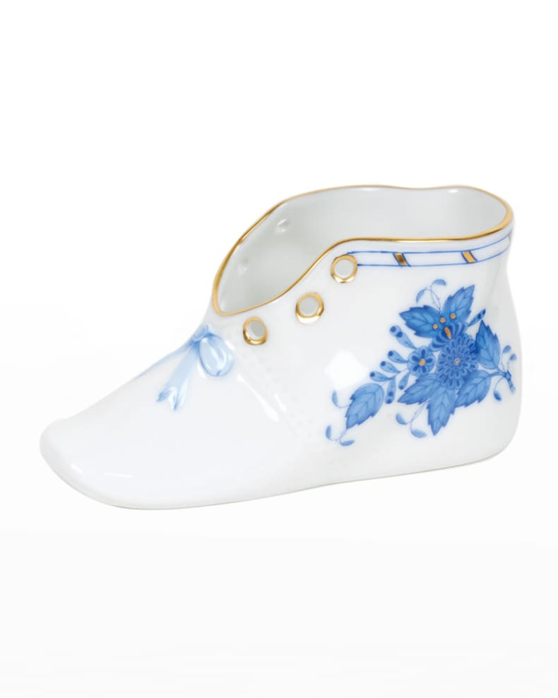 Herend Chinese Bouquet Blue Porcelain Baby Shoe Keepsake | Neiman Marcus