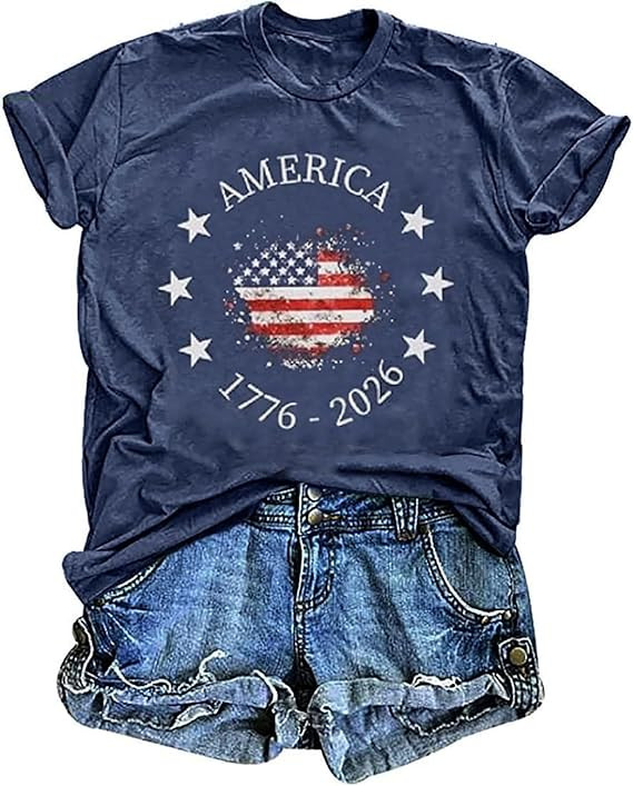 American Flag Patriotic T-Shirt Women 4th of July Shirt USA Flag Stars Stripes Graphic Shirt Summ... | Amazon (US)