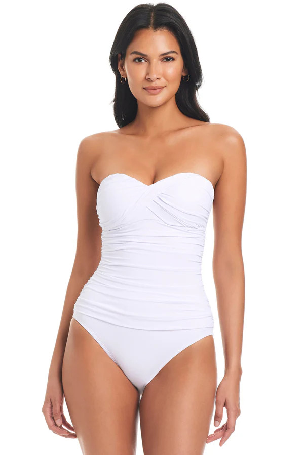 Women's Kore Twist Bandeau Premium One-Piece Swimsuit en White | Bleu Rod Beattie