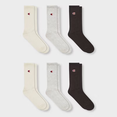 Champion Women's Embroidered Logo 3pk Crew Socks - Cream | Target