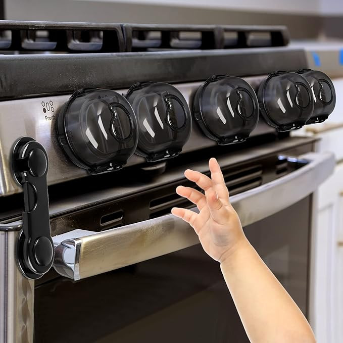 GRENFU Stove Knob Covers for Child Safety (5 + 1 Pack) Gas Stove Knob Covers with Strong Adhesive... | Amazon (US)