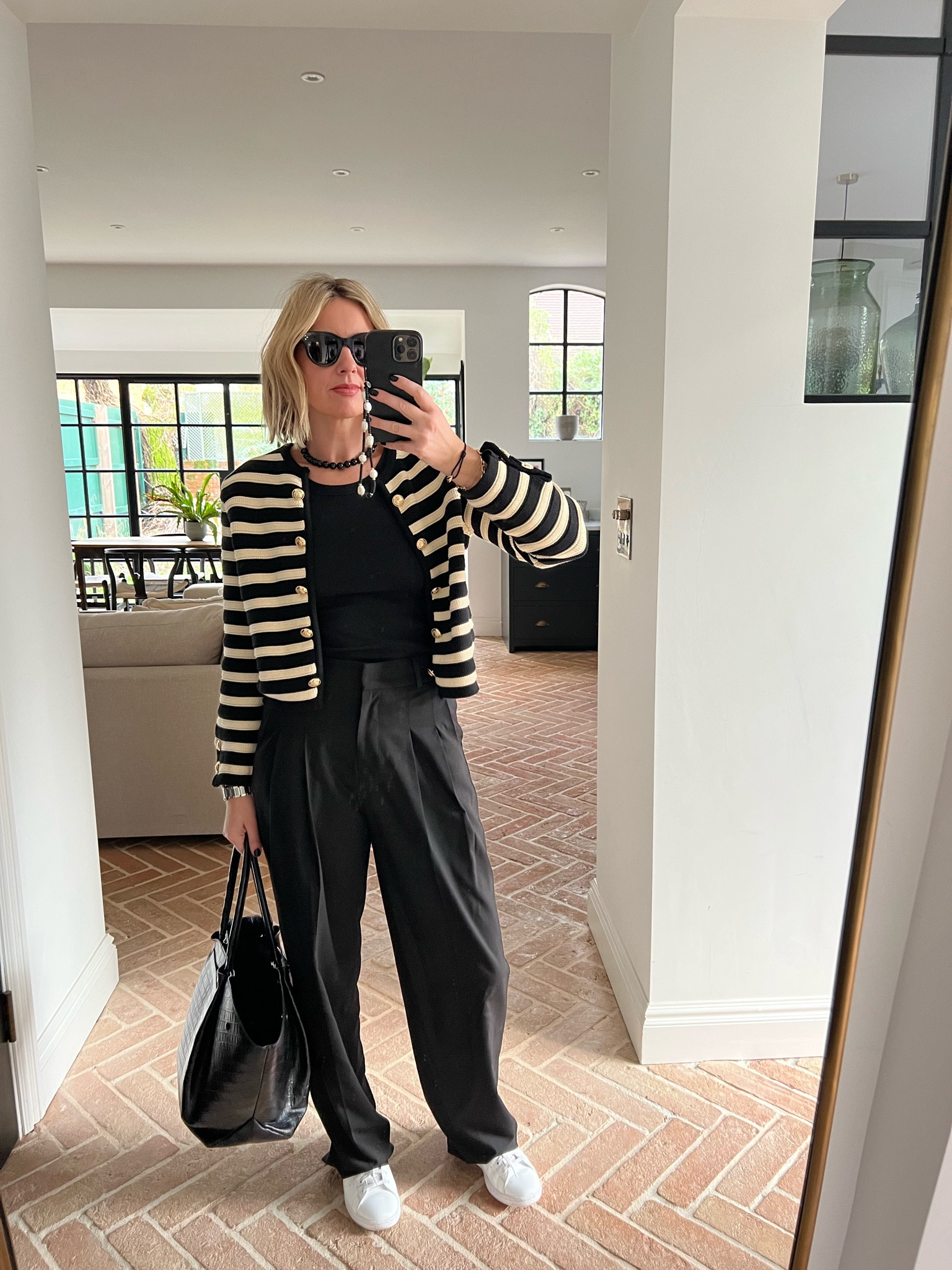 Striped Cardigan | Tailored Trousers | Stan Smiths 

#LTKeurope #LTKunder50 #LTKunder100