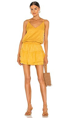 krisa Smocked Waist Cami Mini Dress in Gold from Revolve.com | Revolve Clothing (Global)