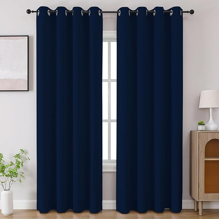 CUCRAF Navy Blue Blackout Curtains 84 inch Length 2 Panels Set, Room Darkening Drapes for Living ... | Amazon (US)