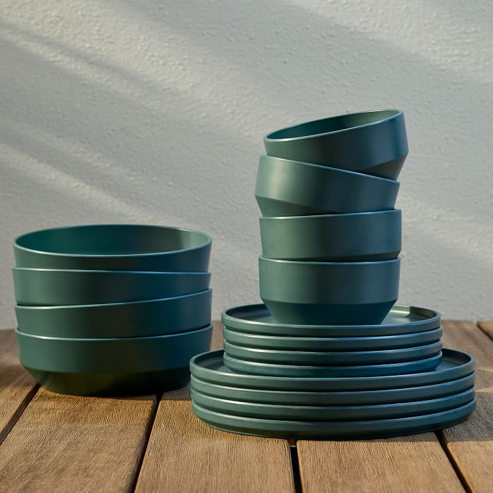 Modern Melamine Outdoor Dinnerware (Set of 16) | West Elm (US)