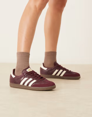 adidas Originals Samba OG trainers in maroon croc print | ASOS (Global)