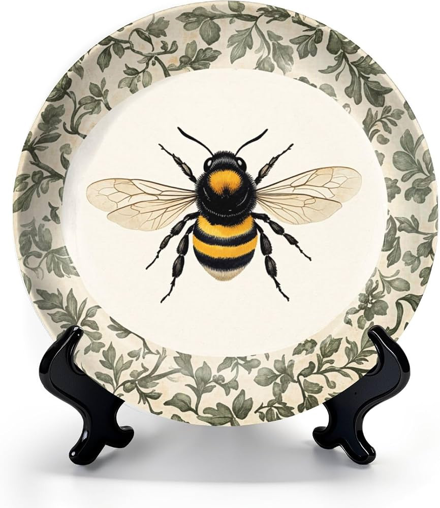 HABEN ARTWORK 8" Ceramic Plates for Display Vintage Rustic Textured Green Botanical Cottagecore B... | Amazon (US)
