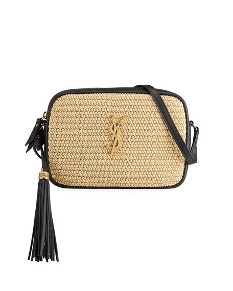 Saint Laurent Lou Medium YSL Monogram Raffia Camera Bag | Neiman Marcus