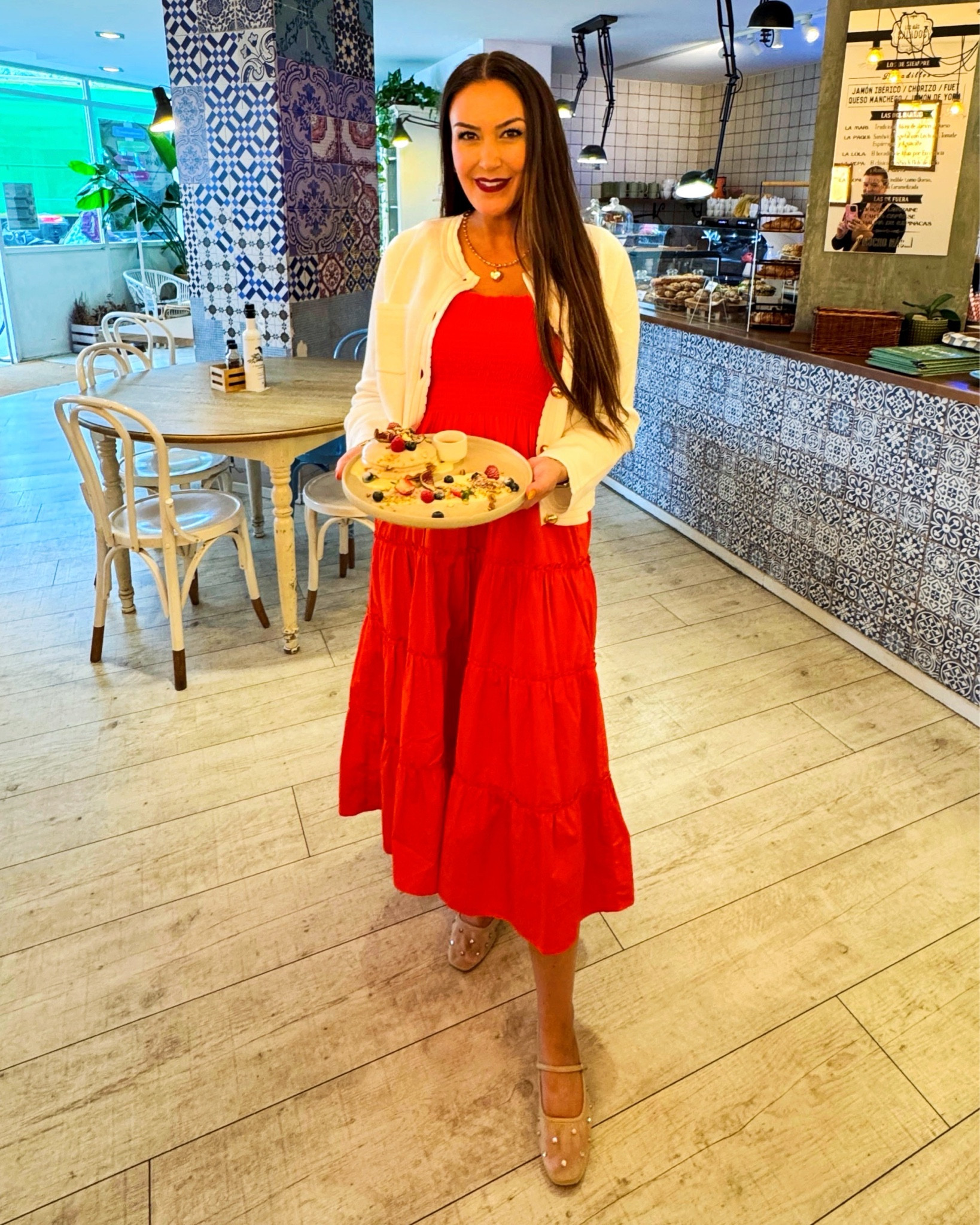 Easy travel look that doesn’t need steaming & luxury look for less! I’m 5’6” wearing size Small (TTS) in the dress, size Medium (go up 1) in the sweater & size 8 in the ballet flats (TTS) 

#LTKTravel #LTKFindsUnder50 #LTKFindsUnder100