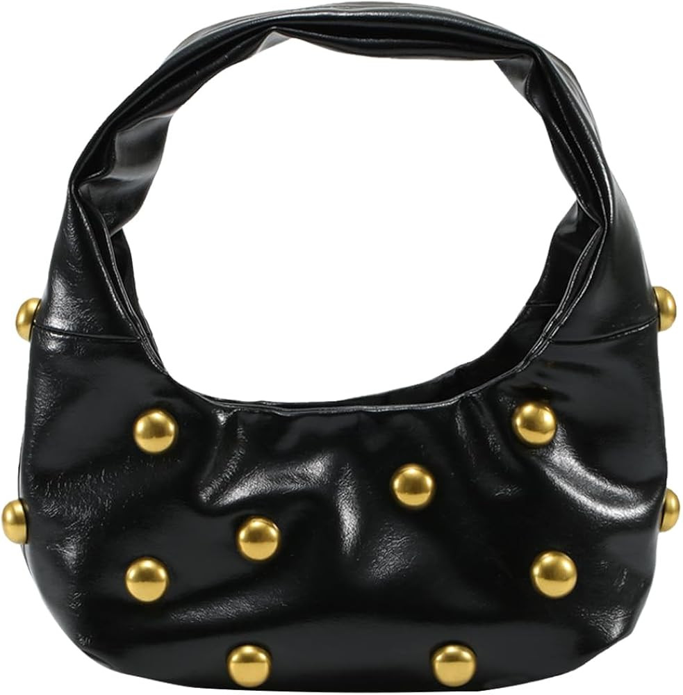 YFGBCX Studded Purses Crescent Shoulder Bag Y2K Purse for Women Hobo Handbag Soft Leather Fall Pu... | Amazon (US)