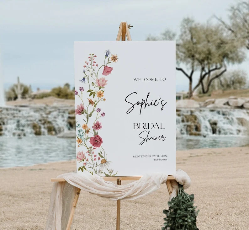 Bridal Shower Welcome sign, Wildflower Bridal Shower Welcome sign template, Colorful Floral Welco... | Etsy (US)