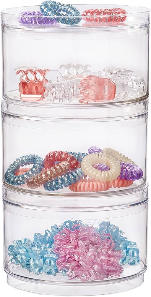 STORi Bella Stackable Clear Plastic Container (Set of 3) Round Vanity Storage Organizers with Lid... | Amazon (US)